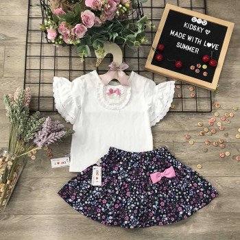 Áo cotton bé gái tay loe- A3015